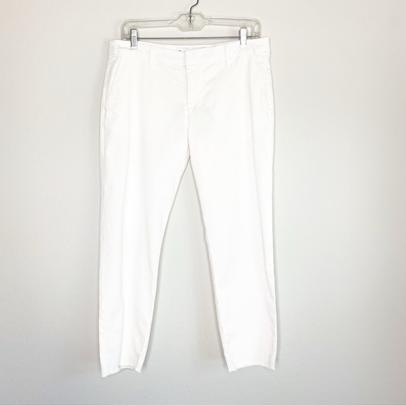 Frank & Eileen Wicklow Trouser Relaxed Fit Raw Hem Ankle Pants White Size 6 - Picture 2 of 11
